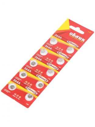 Батарейка Облик, LR621 (364A, G01), Alkaline, щелочная, 1.5 В, блистер, 10 шт