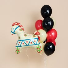 БУКЕТ ШАРОВ "ЛОШАДКА" РУССКИЙ УЗОР  С ГЕЛИЕМ.