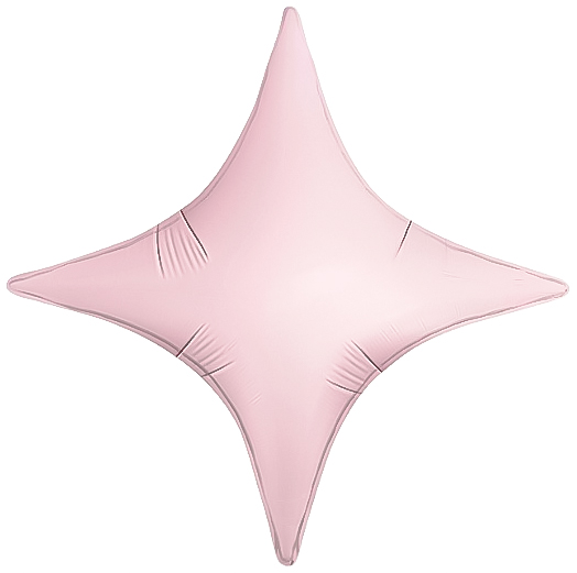 звезда Сириус четырёхконечная нежно-розовая сатин шар фигурный фольгированный с гелием