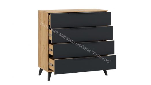Комод «Джоли» с опорами Черный матовый, Дуб Крафт золотой/Графит матовый
