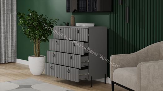 Комод «Тиффани» - 407.003.000 Серый графит, Графит матовый