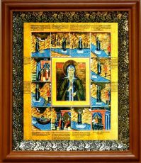 Икона Антоний Римлянин в киоте с басмой Виноградная Лоза (UV-печать)(30098)