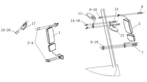 Переднее нижнее зеркало в сборе для Howo70