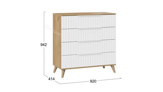 Комод «Хилтон» с опорами Бук матовый, Дуб Крафт золотой, Белый матовый