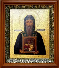 Икона Арсений Коневский в киоте с басмой Виноградная Лоза (UV-печать)(30114)