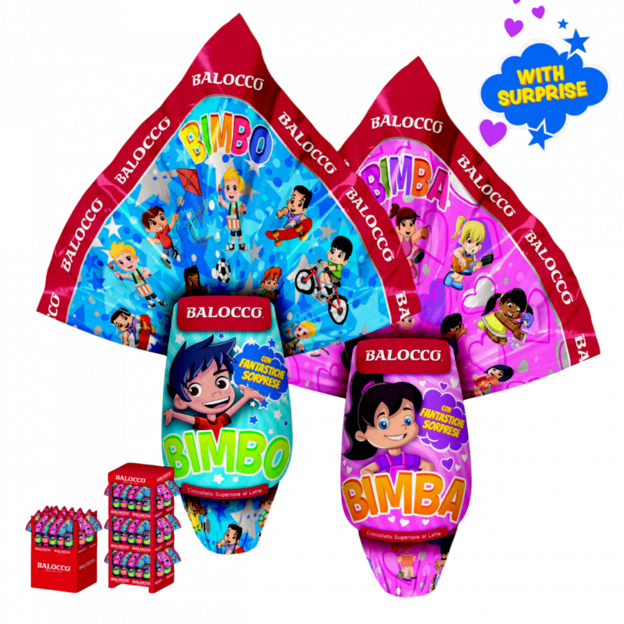 Яйцо шоколадное с сюрпризом 150 г, Uovo latte Bimba bimbo, Balocco 150 g