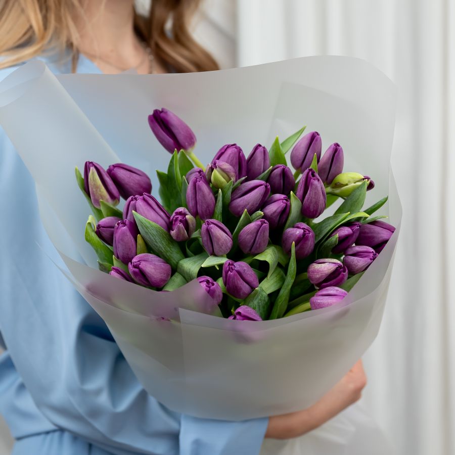 Тюльпаны фиолетовые 35шт