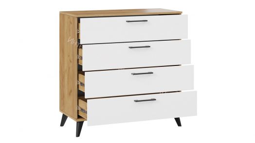 Комод «Нео» с опорами Черный матовый, Дуб Крафт золотой, Белый