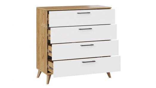 Комод «Нео» с опорами Бук матовый, Дуб Крафт золотой, Белый