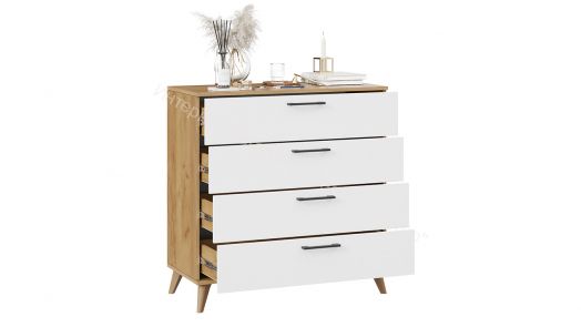 Комод «Нео» с опорами Бук матовый, Дуб Крафт золотой, Белый