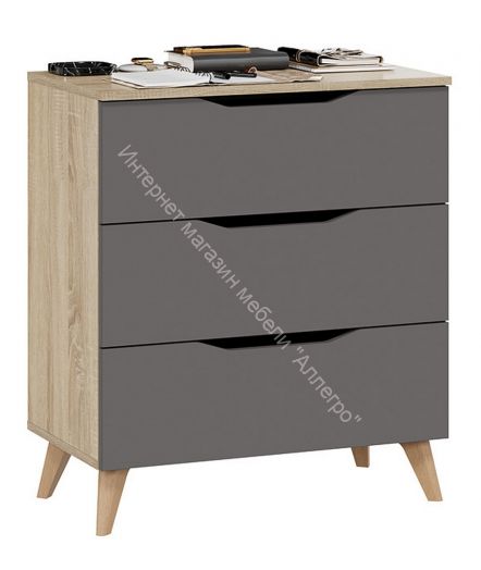 Комод тип 3 с опорами Бук матовый, Дуб Сонома, Графит Серый