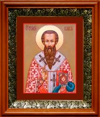 Икона Василий Великий в киоте с басмой Виноградная Лоза (UV-печать)(33037)