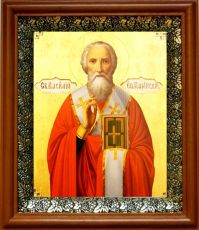 Икона Василий Парийский в киоте с басмой Виноградная Лоза (UV-печать)(30165)