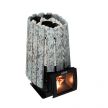 Банная печь Grill’D Cometa Vega 350 Short Window Max Stone с панорамным стеклом и каменной облицовкой