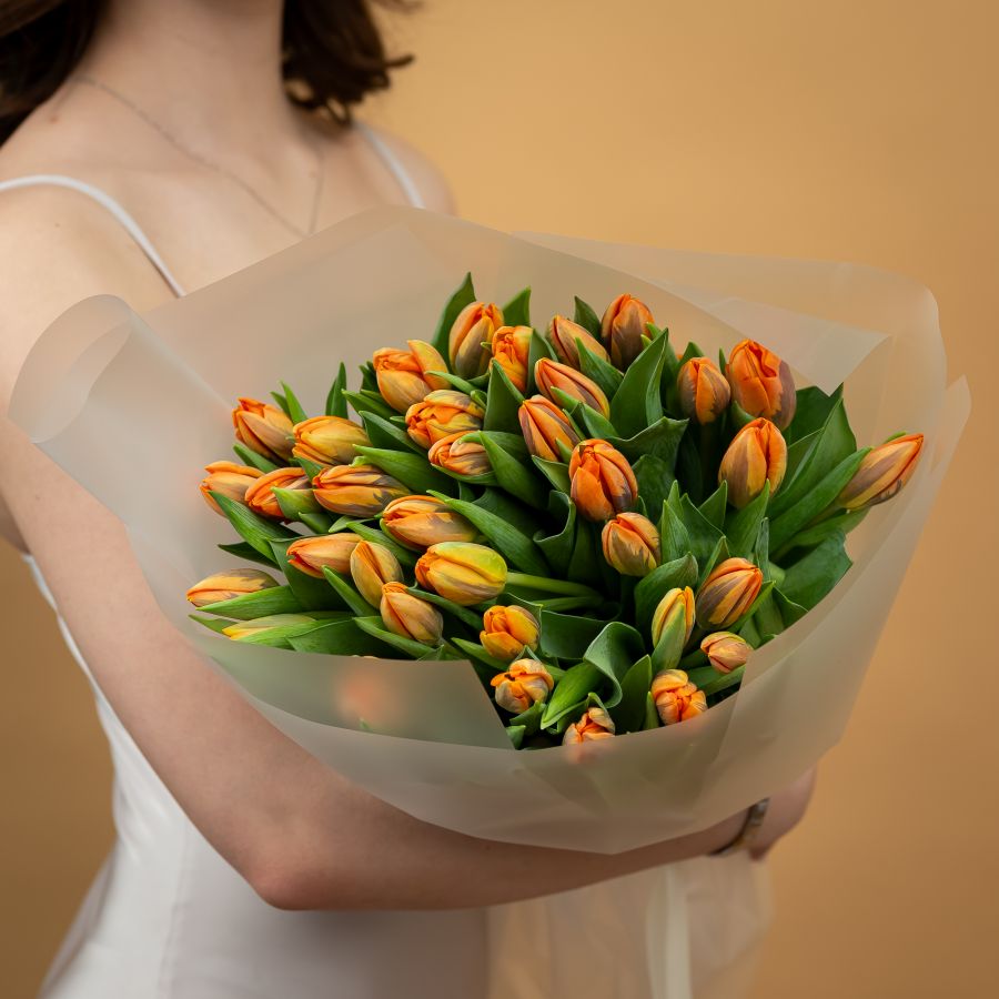 Тюльпаны оранжевые от 25шт.