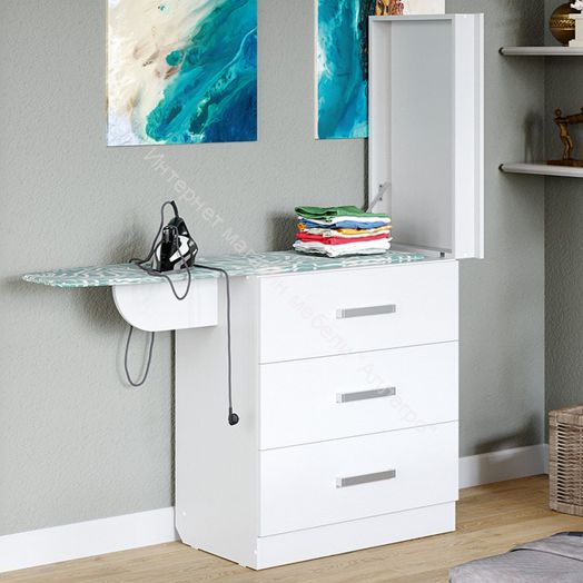 Комод со встроенной гладильной доской Белый Ясень