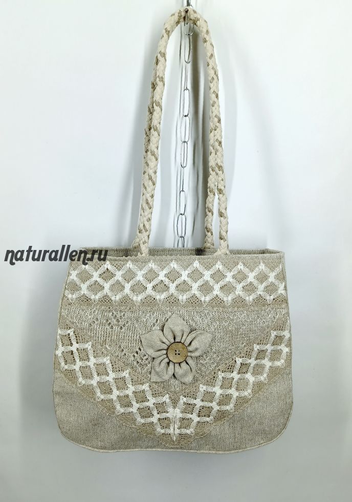 Сумка льняной цветок 1