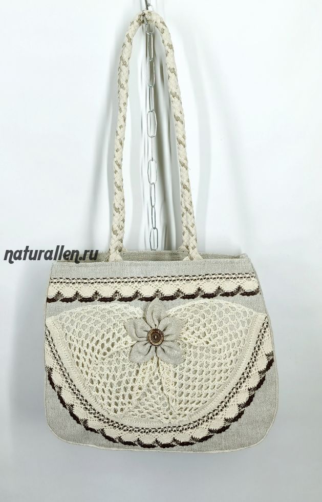 Сумка льняной цветок 2
