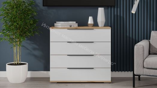 Комод «Джоли» - 405.003.000 Дуб Крафт золотой, Белый матовый