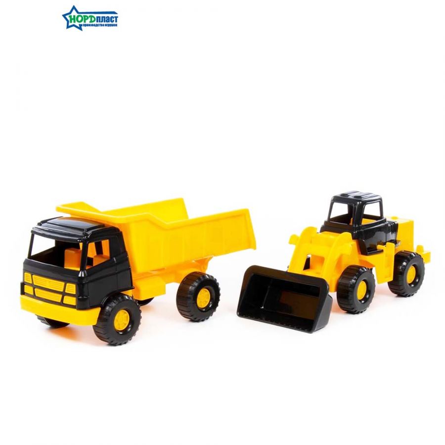 Набор транспортный: строительная техника «Медвежонок» (трактор + грузовик)