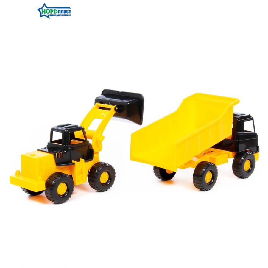 Набор транспортный: строительная техника «Медвежонок» (трактор + грузовик)