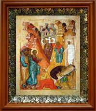 Икона Воскрешение Лазаря в киоте с басмой Виноградная Лоза (UV-печать)(30216)
