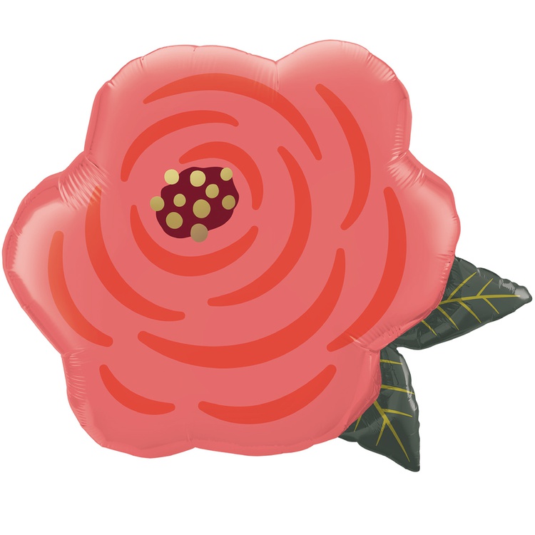Роза пионовидная шар фигурный фольгированный с гелием