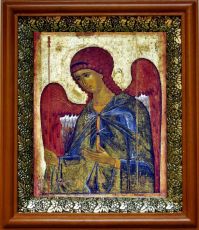 Икона Гавриил Архангел в киоте с басмой Виноградная Лоза (UV-печать)(30231)