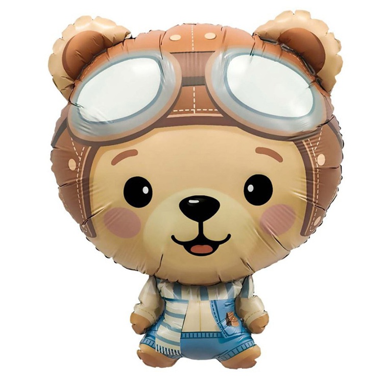 Медвежонок Пилот шар фигурный фольгированный с гелием