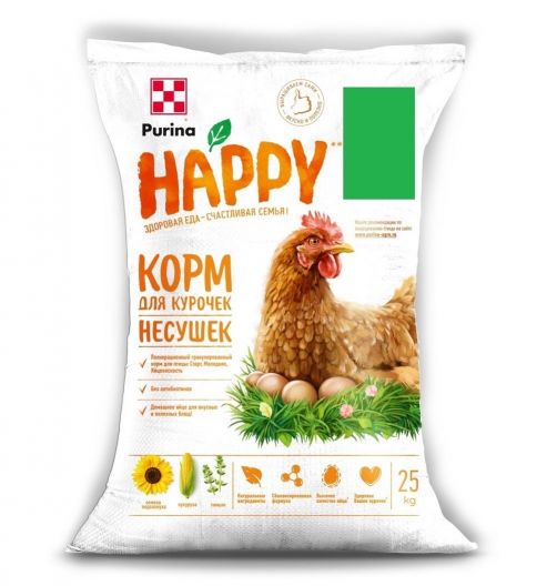 Комбикорм для кур-несушек «Кладка» Happy Purina, 25 кг