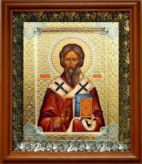 Икона Геннадий Новгородский в киоте с басмой Виноградная Лоза (UV-печать)(30240)