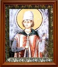 Икона Георгий Новый в киоте с басмой Виноградная Лоза (UV-печать)(30245)