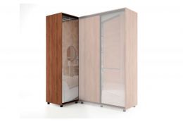 Шкаф-купе -PRIME CORNER Угловой с зеркалом ОРС12-6.Z (1806*1205*2300мм), Дуб табачный/Белый шелк.