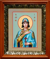 Икона Глеб в киоте с басмой Виноградная Лоза (UV-печать)(33058)