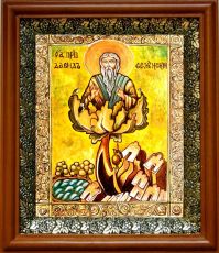 Икона Давид Солунский в киоте с басмой Виноградная Лоза (UV-печать)(30283)