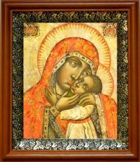 Дегтярёвская икона Божьей Матери в киоте с басмой Виноградная Лоза (UV-печать)(30301)