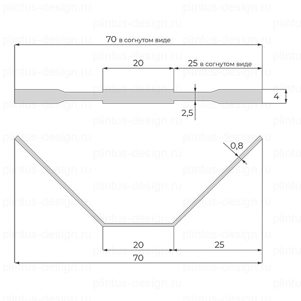 L-образный щелевой плинтус ФЕСО серебро анодированный