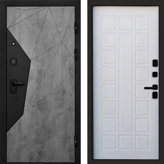 Входная дверь Termo-door Авангард Бетон - Престиж Белое дерево