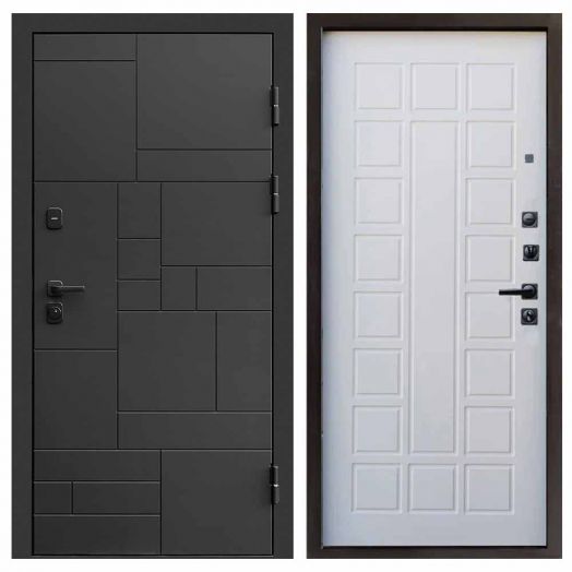 Входная дверь Termo-door Квадро Black - Престиж Белое дерево