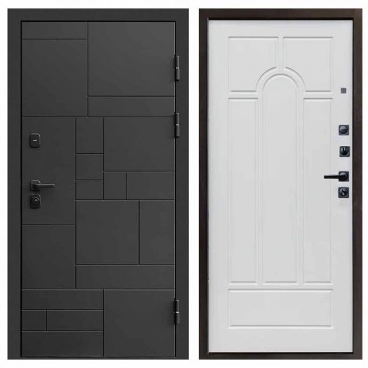 Входная дверь Termo-door Квадро Black - Арка Белое дерево