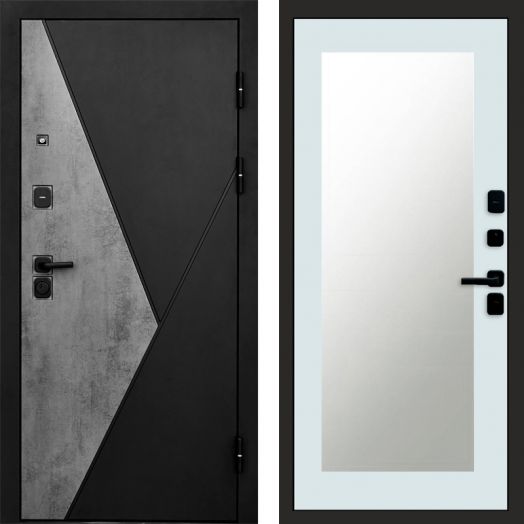 Входная дверь Termo-door Матрикс Бетон - Зеркало триумф Белый софт