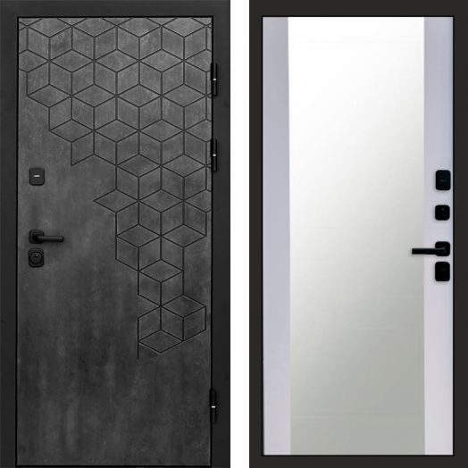 Входная дверь Termo-door Спейс Бетон патина - Зеркало Белый софт