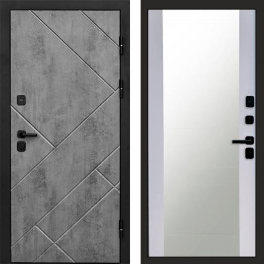 Входная дверь Termo-door Стоун Бетон - Зеркало Белый софт