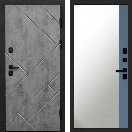 Входная дверь Termo-door Стоун Бетон - Широкое Зеркало Фацет Грей софт
