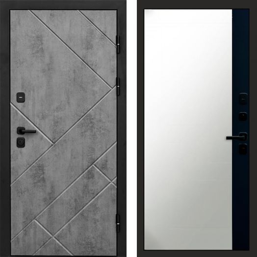 Входная дверь Termo-door Стоун Бетон - Широкое Зеркало Фацет Черный кварц
