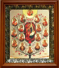 Икона Древо Пресвятой Богородицы в киоте с басмой Виноградная Лоза (UV-печать)(30333)