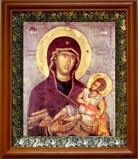 Икона Душеспасительница (Психосострия) в киоте с басмой Виноградная Лоза (UV-печать)(30336)