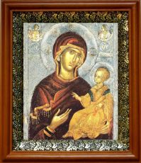 Икона Душеспасительница (Психосострия) в киоте с басмой Виноградная Лоза (UV-печать)(30337)