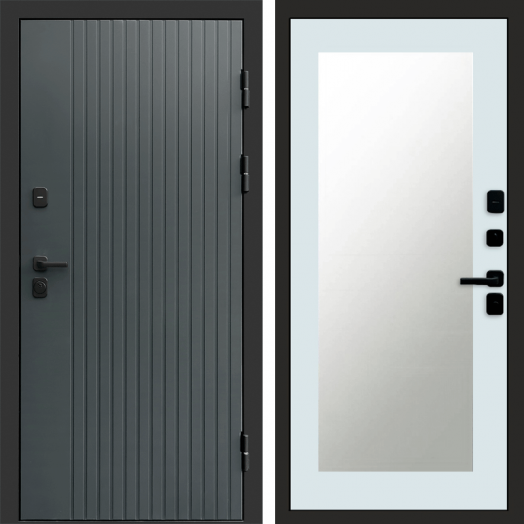Входная дверь Termo-door Твист Грей style - Зеркало триумф Белый софт