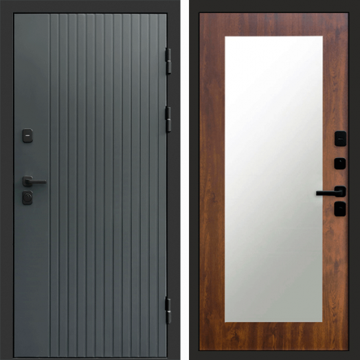 Входная дверь Termo-door Твист Грей style - Зеркало триумф Дуб
